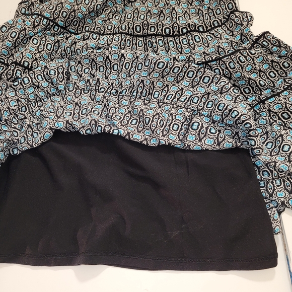 Style & Co blue black medallion print sleeveless vneck lined ruffled skirt dress - Picture 9 of 10